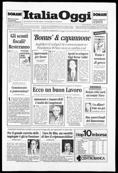 Italia oggi : quotidiano di economia finanza e politica